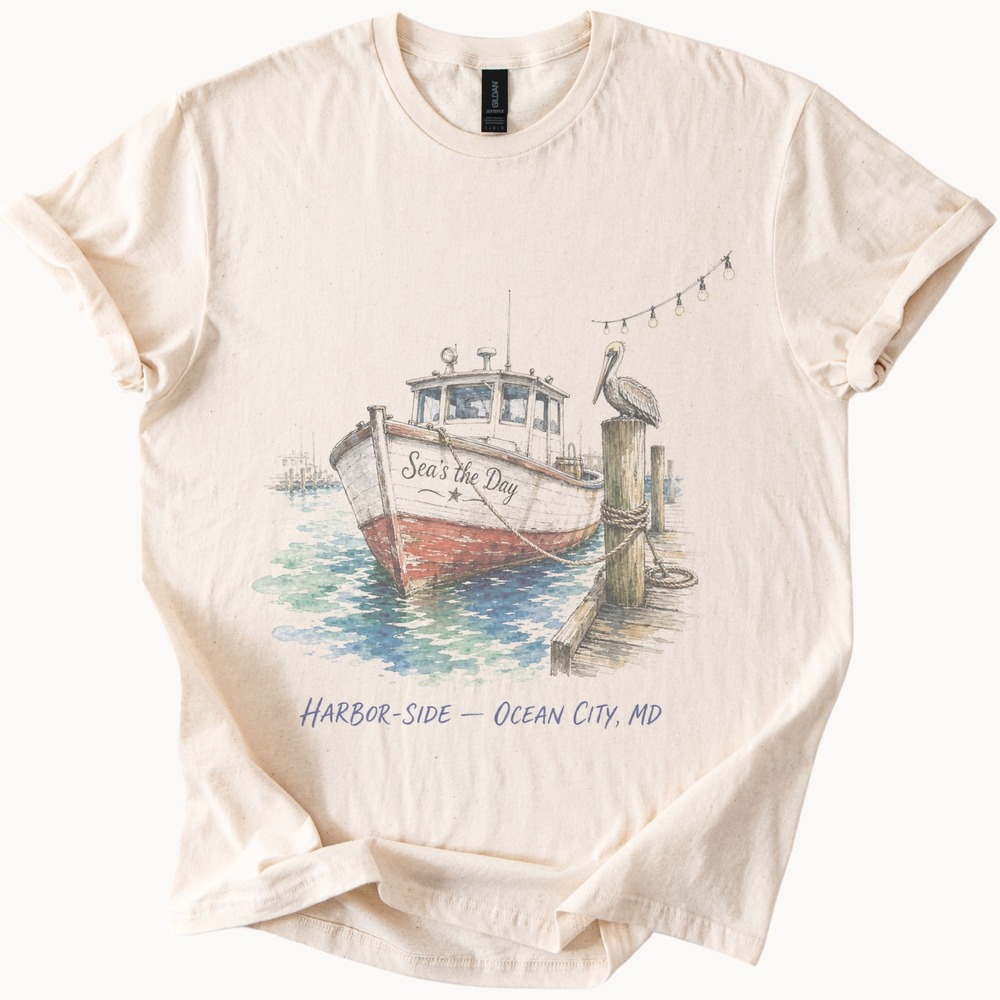 Sea's the Day Harbor Graphic Tee Coastal Watercolor Art